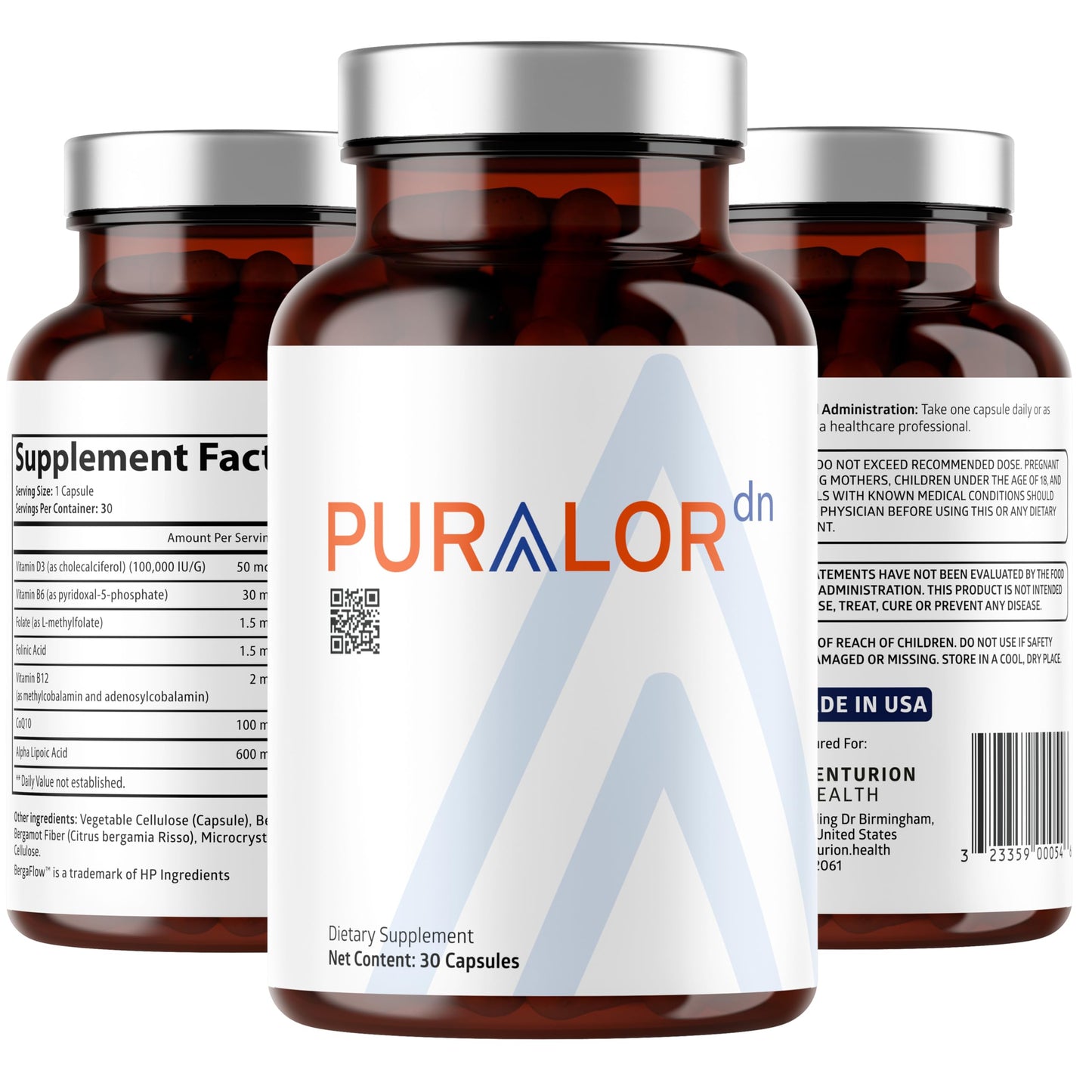 Puralor DN Nerve Support – Advanced Neuropathy, Vegan, Non-GMO, 30 Capsules