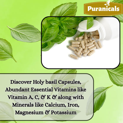 Puranicals Holy Basil Premium 320 Capsules – 600 mg per Serving | Non-GMO, Gluten-Free