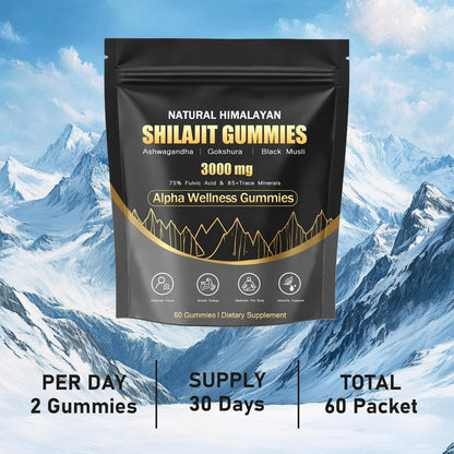 Puranutra Shilajit Gummies – Natural Himalayan Shilajit with Ashwagandha, 60 Gummies