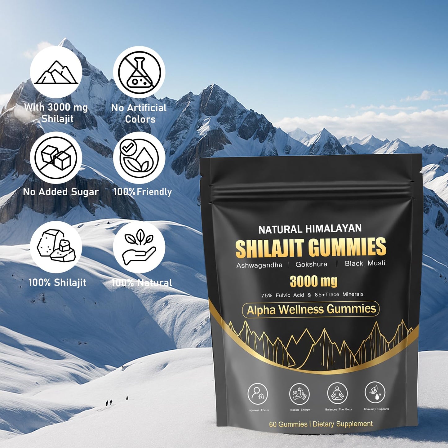 Puranutra Shilajit Gummies – Natural Himalayan Shilajit with Ashwagandha, 60 Gummies