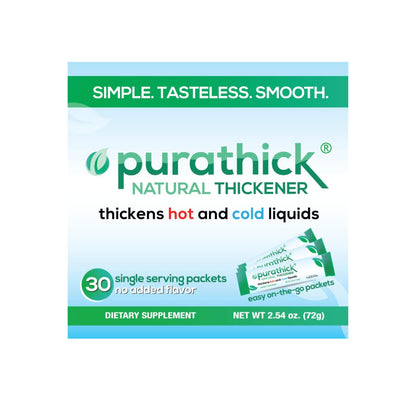 Purathick Natural Thickener - 30 Single-Serve Sticks for Dysphagia (Hot & Cold)