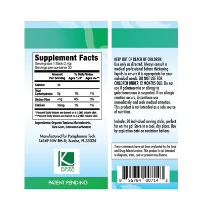 Purathick Natural Thickener - 30 Single-Serve Sticks for Dysphagia (Hot & Cold)