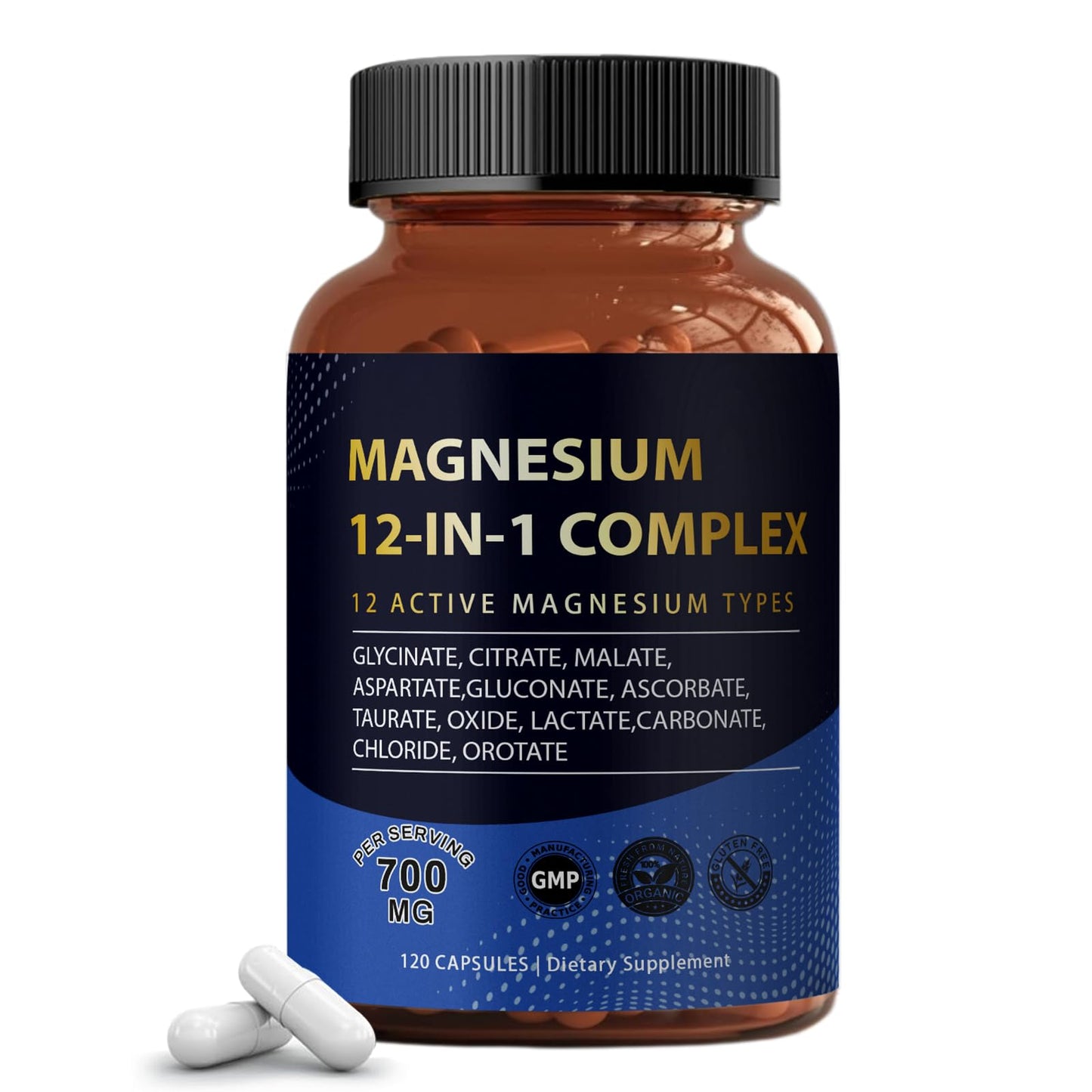 Puravita Magnesium Complex 700mg 12-in-1 | Easy Absorption | Vegan & Non-GMO | 120 Capsules