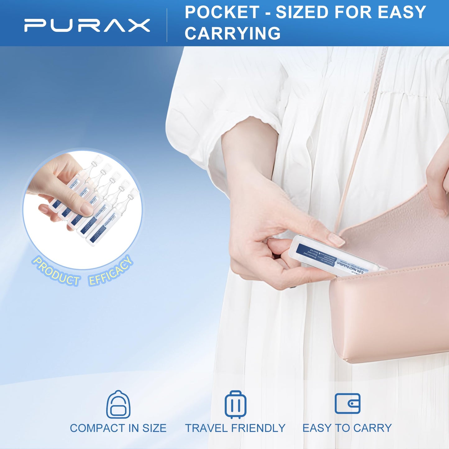 PURAX Saline Solution 0.9% | Isotonic Nasal Cleanse, Eye Care & Wound Cleansing (56 x 5ml)