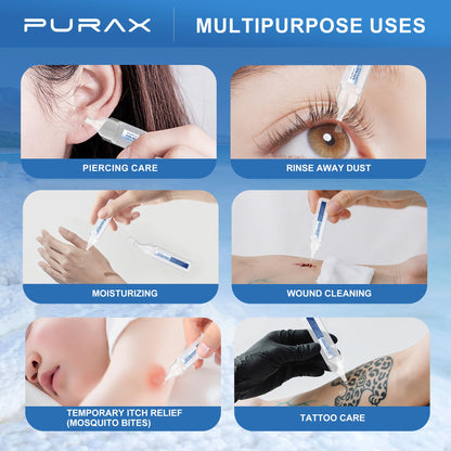 PURAX Saline Solution 0.9% | Isotonic Nasal Cleanse, Eye Care & Wound Cleansing (56 x 5ml)