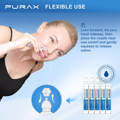 PURAX Saline Solution 0.9% | Pre-Mixed Nasal Rinse, 15x20ml Ampoules