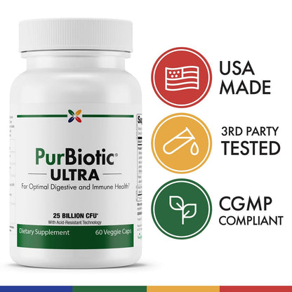 Stop Aging Now: PurBiotic ULTRA 25B CFU - Digestive & Immune Support, 60 Veggie Caps