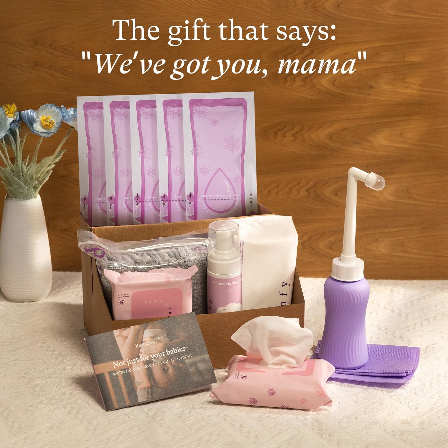 PurComfy 18-Piece Postpartum Essentials Recovery Kit | Peri Bottle, Disposable Underwear & More