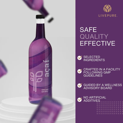 Pure 100% Acai Juice (750 ml) – Sugar-Free, Gluten-Free, Kosher