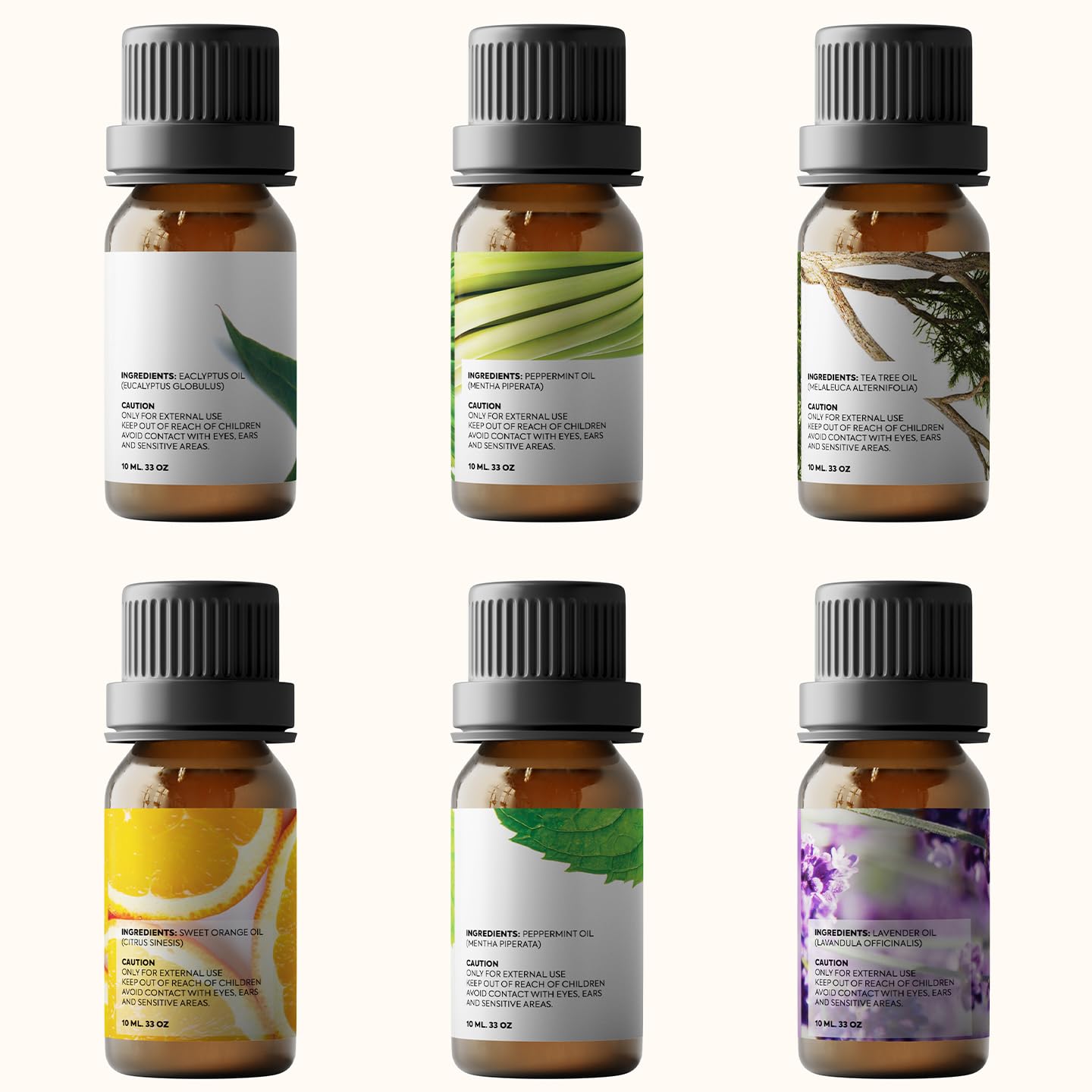 Pure Aroma Essential Oils Set – 6x10ml Aromatherapy Gift Pack (Lavender, Eucalyptus, Lemongrass, Sweet Orange, Peppermint, Tea Tree)