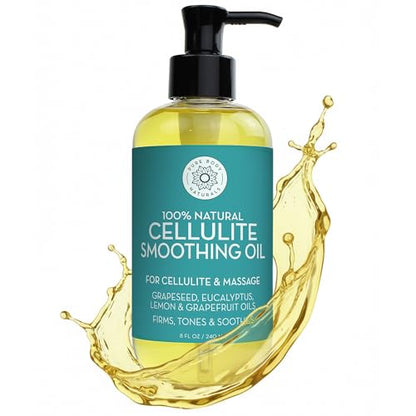 Pure Body Naturals Anti Cellulite Massage Oil – 8 oz | Natural Cellulite Remover for Legs & Thighs | Vegan, Made in USA