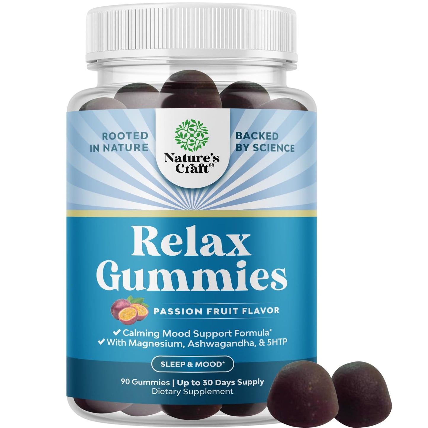 Pure Calm Magnesium Gummies with L-Theanine & Ashwagandha – 90 Count