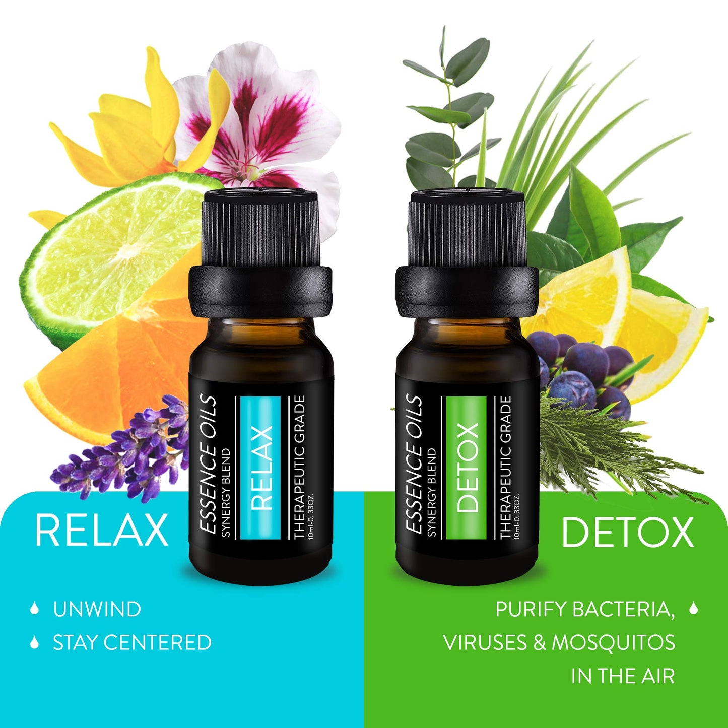 Pure Daily Care Aromatherapy Top 10 Essential Oil Synergy Blend Set – Therapeutic Grade – 10 x 10ml