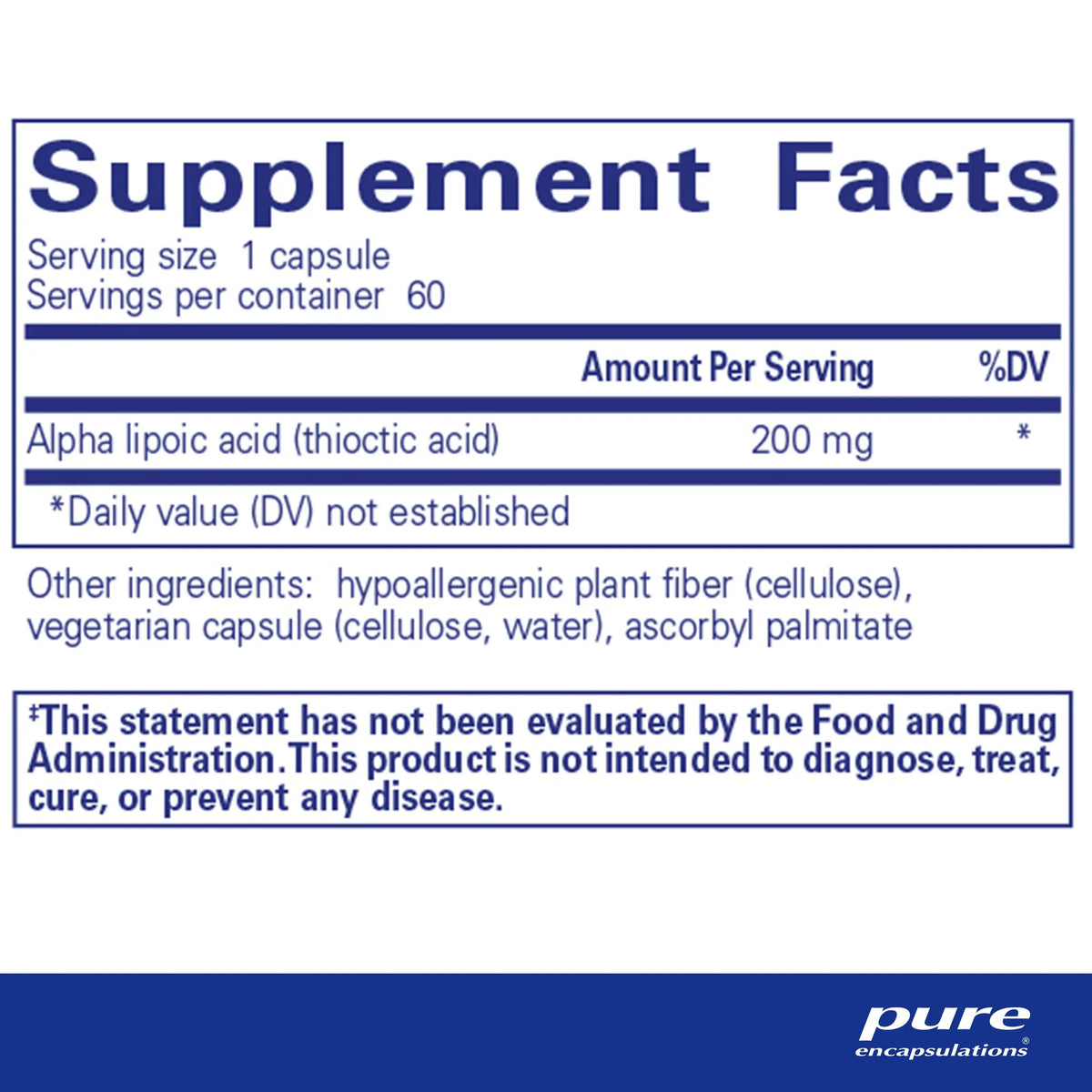 Pure Encapsulations Alpha Lipoic Acid 200 mg - 60 Vegan Capsules | Antioxidant & Metabolic Support BritishVita | Premium UK Vitamins & Wellness Supplements