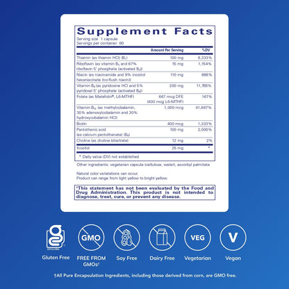 Pure Encapsulations B6 Complex — Brain & Nervous System Support (60 Capsules)
