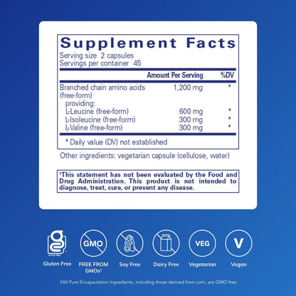 Pure Encapsulations BCAA Capsules - Hypoallergenic Muscle Support | 90 Capsules