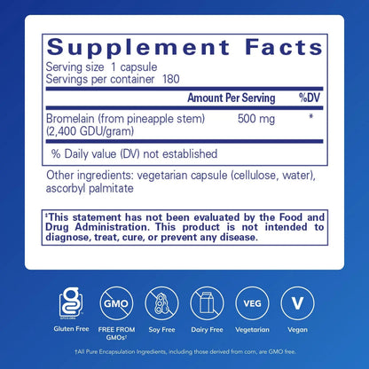 Pure Encapsulations Bromelain 2400 500 mg – Digestive & Joint Support, Vegan, 180 Capsules BritishVita | Premium UK Vitamins & Wellness Supplements
