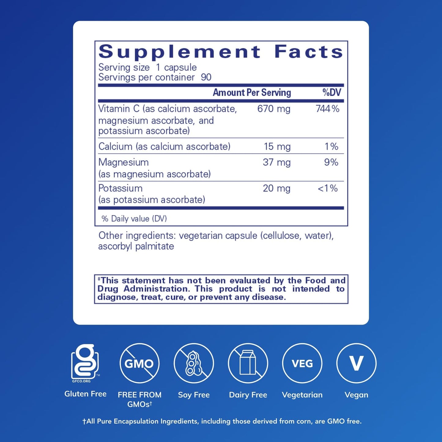 Pure Encapsulations Buffered Ascorbic Acid Capsules | Vitamin C for Sensitive Individuals* | 90 Capsules