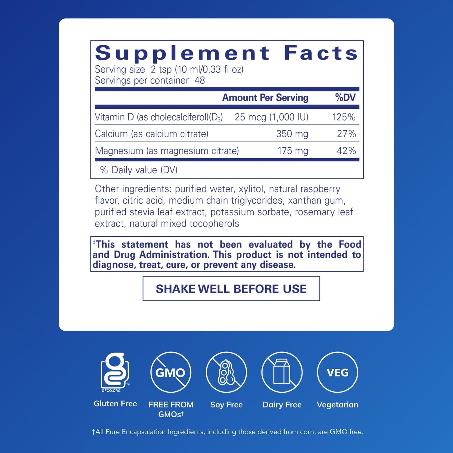 Pure Encapsulations Cal/Mag/D Liquid – Calcium, Magnesium & Vitamin D | 16.2 fl oz