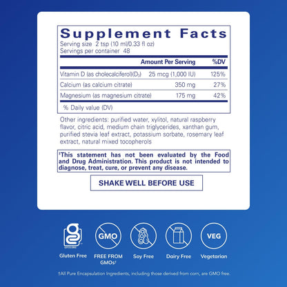 Pure Encapsulations Cal/Mag/D Liquid – Calcium, Magnesium & Vitamin D | 16.2 fl oz