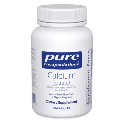 Pure Encapsulations Calcium Citrate - 60 Capsules for Bone, Teeth, Heart & Colon Health
