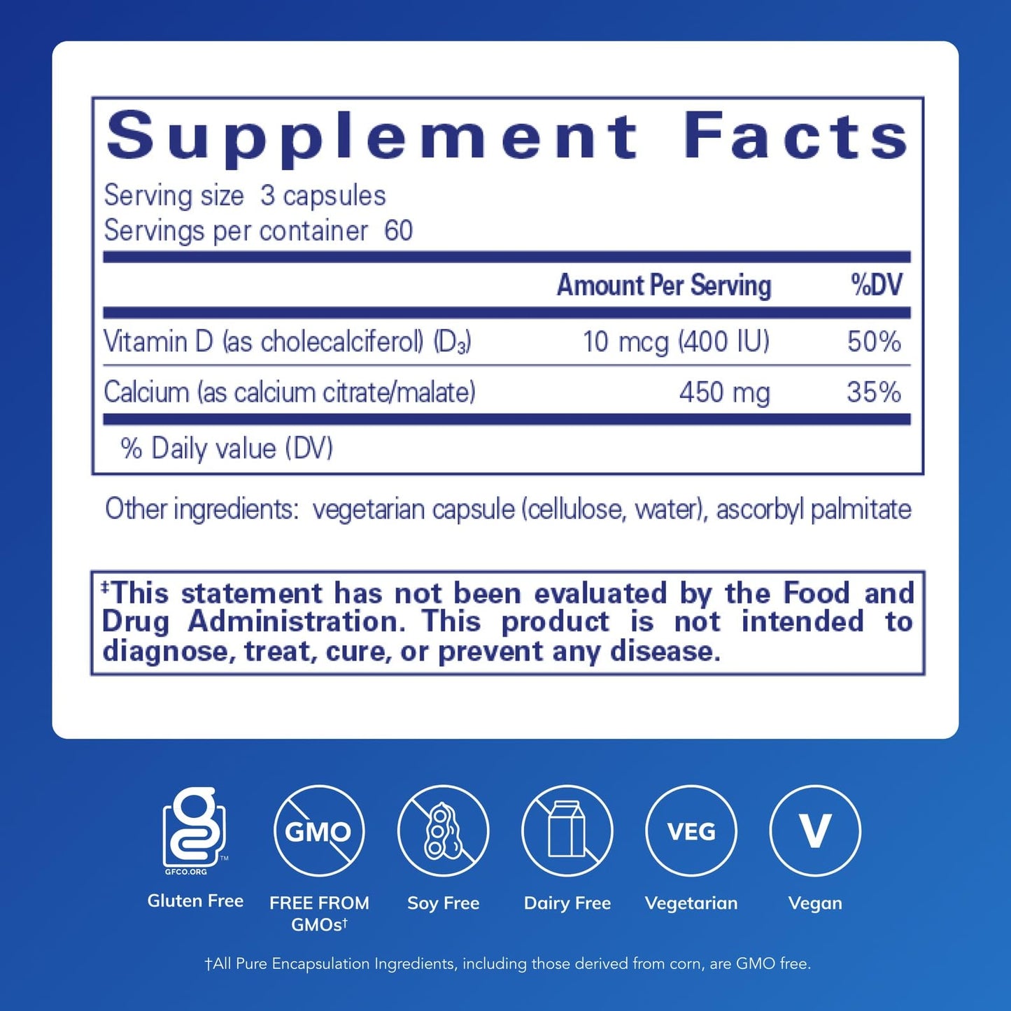 Pure Encapsulations Calcium with Vitamin D3 | Supports Bone, Colon & Cardiovascular Health | 180 Capsules