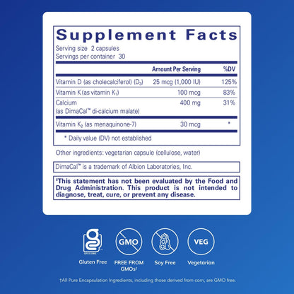 Pure Encapsulations Calcium K/D | Bone Health, Immune Support, Vascular Health | 60 Capsules