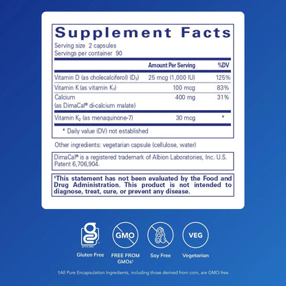 Pure Encapsulations Calcium K/D - Bone Health Support with Vitamin D & K | 180 Capsules BritishVita | Premium UK Vitamins & Wellness Supplements