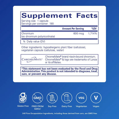Pure Encapsulations ChromeMate GTF 600 | Metabolism Support & Lean Muscle | 180 Capsules BritishVita | Premium UK Vitamins & Wellness Supplements