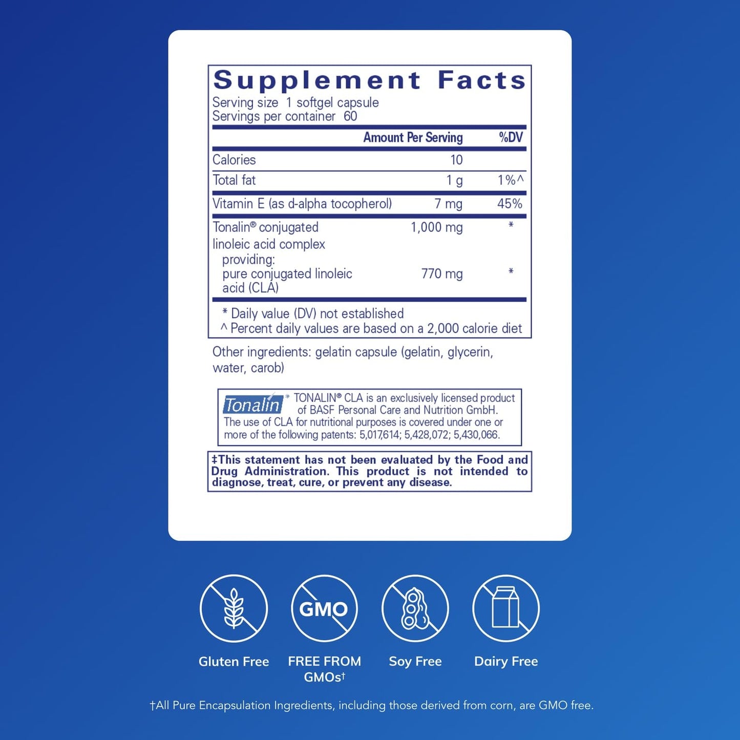 Pure Encapsulations CLA (Conjugated Linoleic Acid) 1,000 mg | Supports Healthy Body Composition with Exercise* | 60 Softgel Capsules