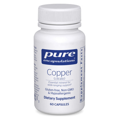 Copper (Citrate) – Highly Bioavailable Copper | 60 Capsules | Pure Encapsulations
