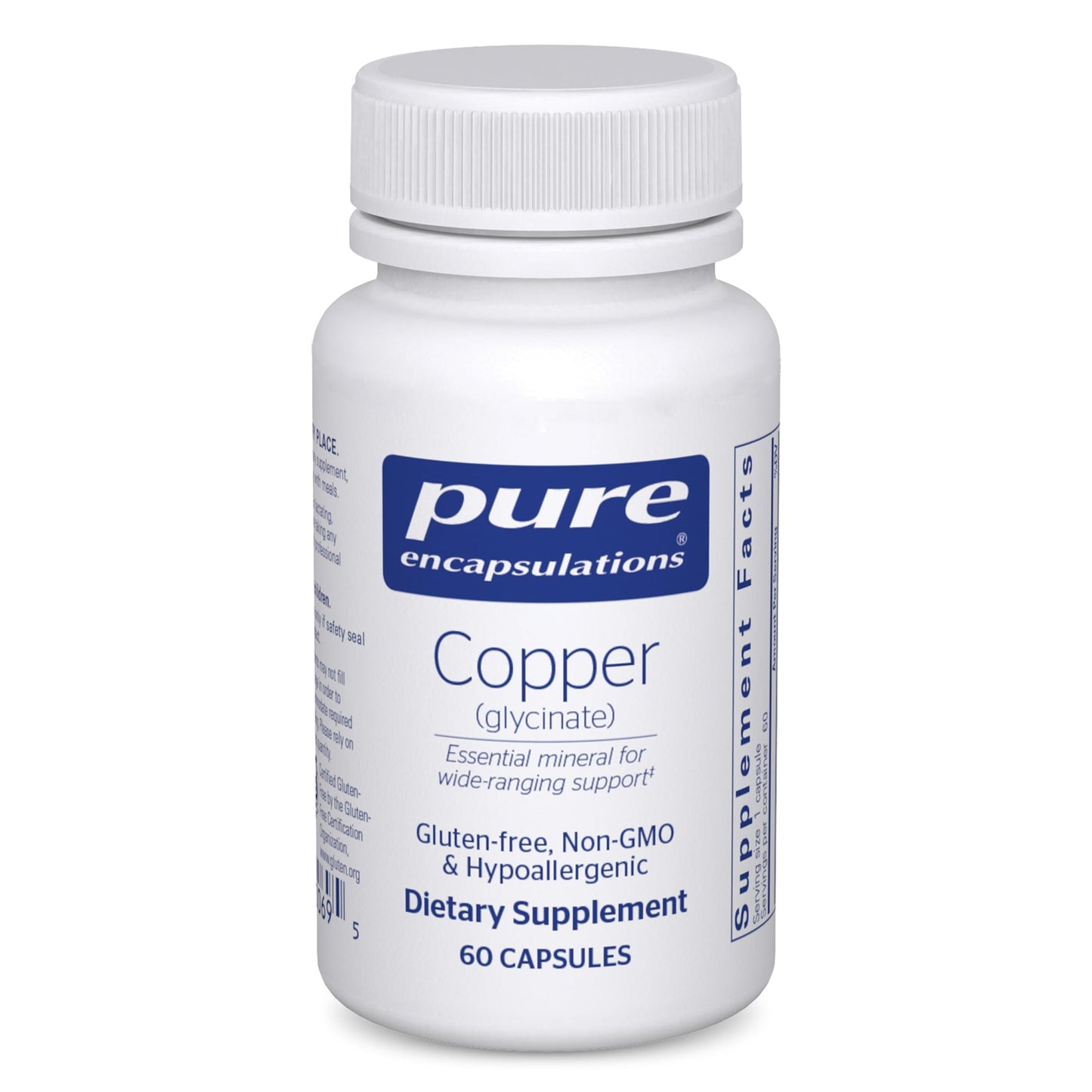 Pure Encapsulations Copper Glycinate 60 Capsules – 2 mg Copper, Supports Red Blood Cells & Energy Metabolism
