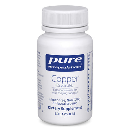 Pure Encapsulations Copper Glycinate 60 Capsules – 2 mg Copper, Supports Red Blood Cells & Energy Metabolism