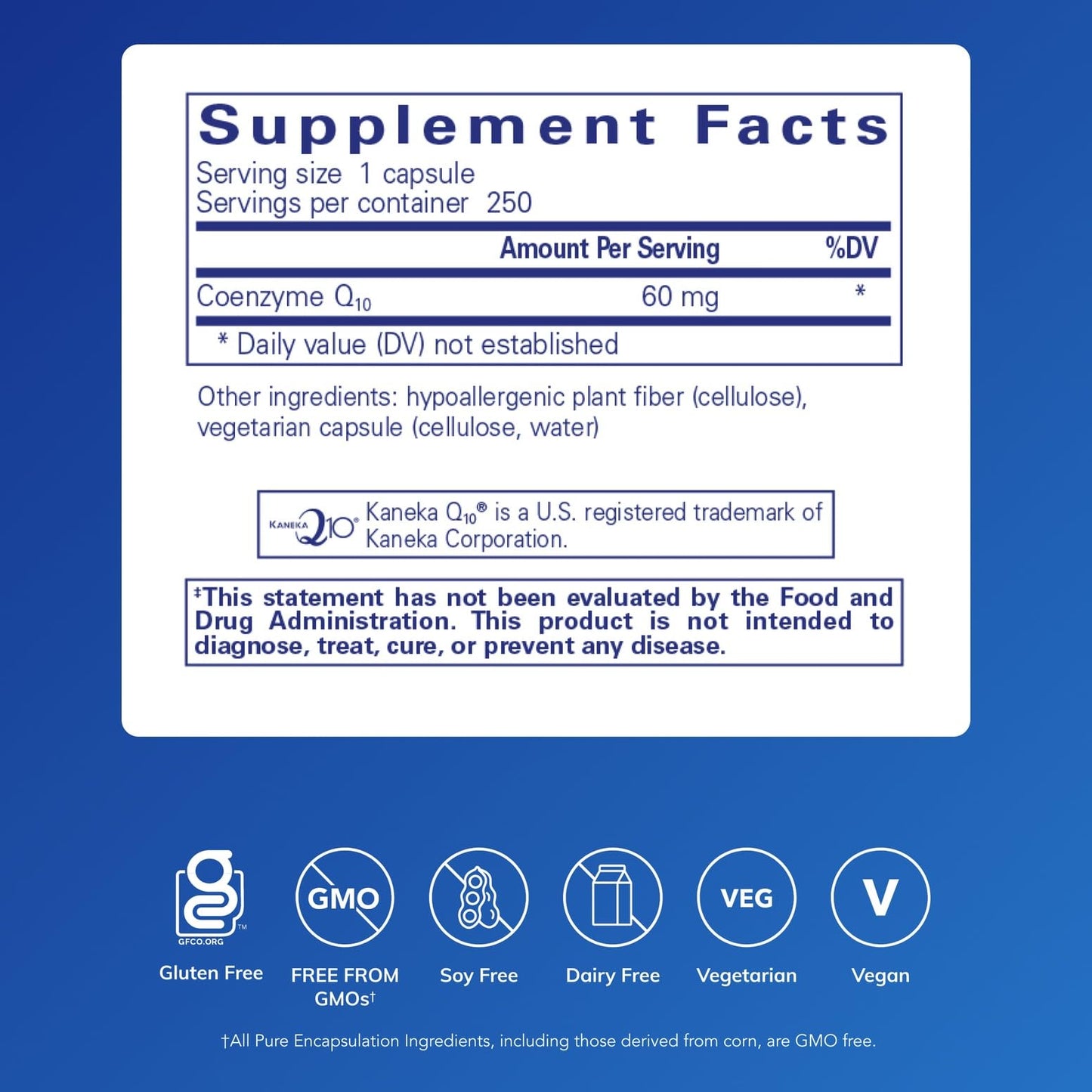 Pure Encapsulations CoQ10 60 mg – Energy & Heart Support (250 capsules)
