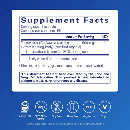 Pure Encapsulations Coriolus Extract | May Support White Blood Cell Function* | 60 Capsules BritishVita | Premium UK Vitamins & Wellness Supplements