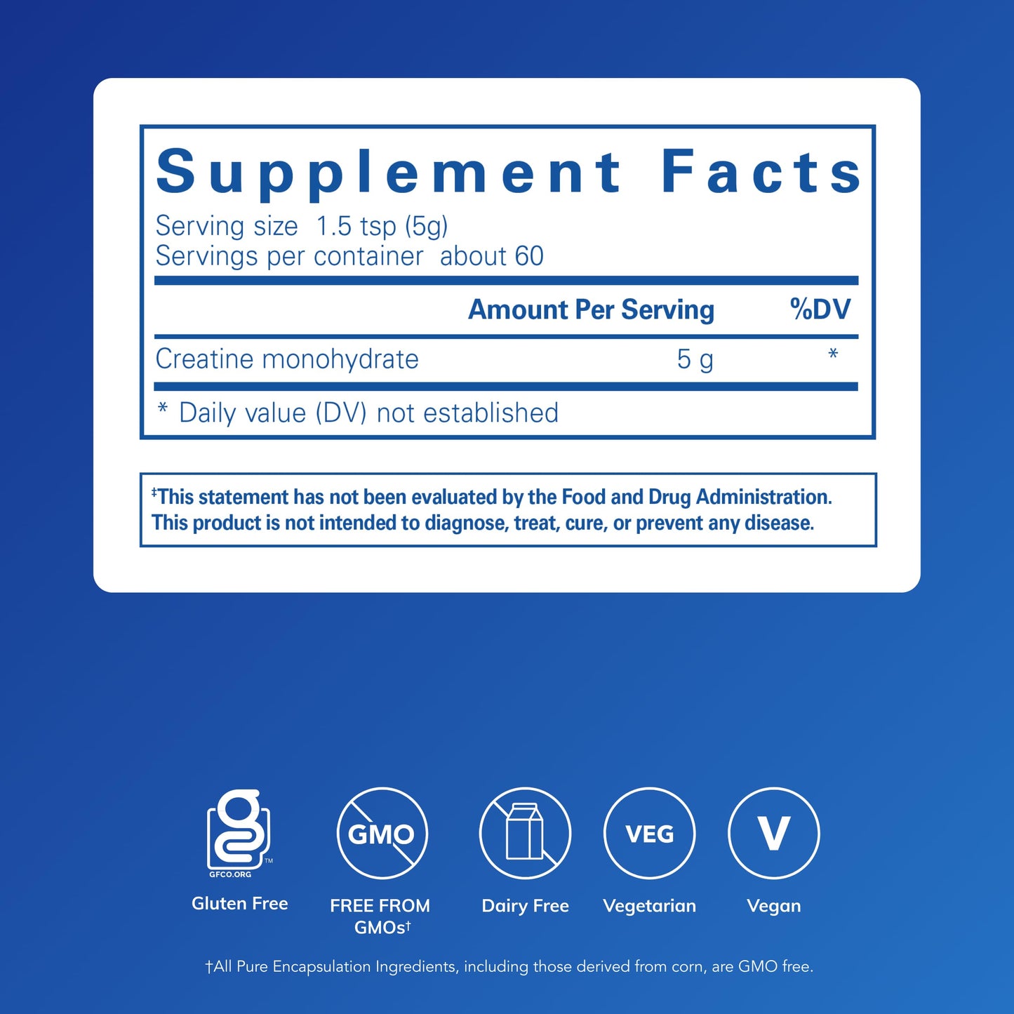 Pure Encapsulations Creatine – Muscle Strength & Recovery (315 g, 60 Servings)