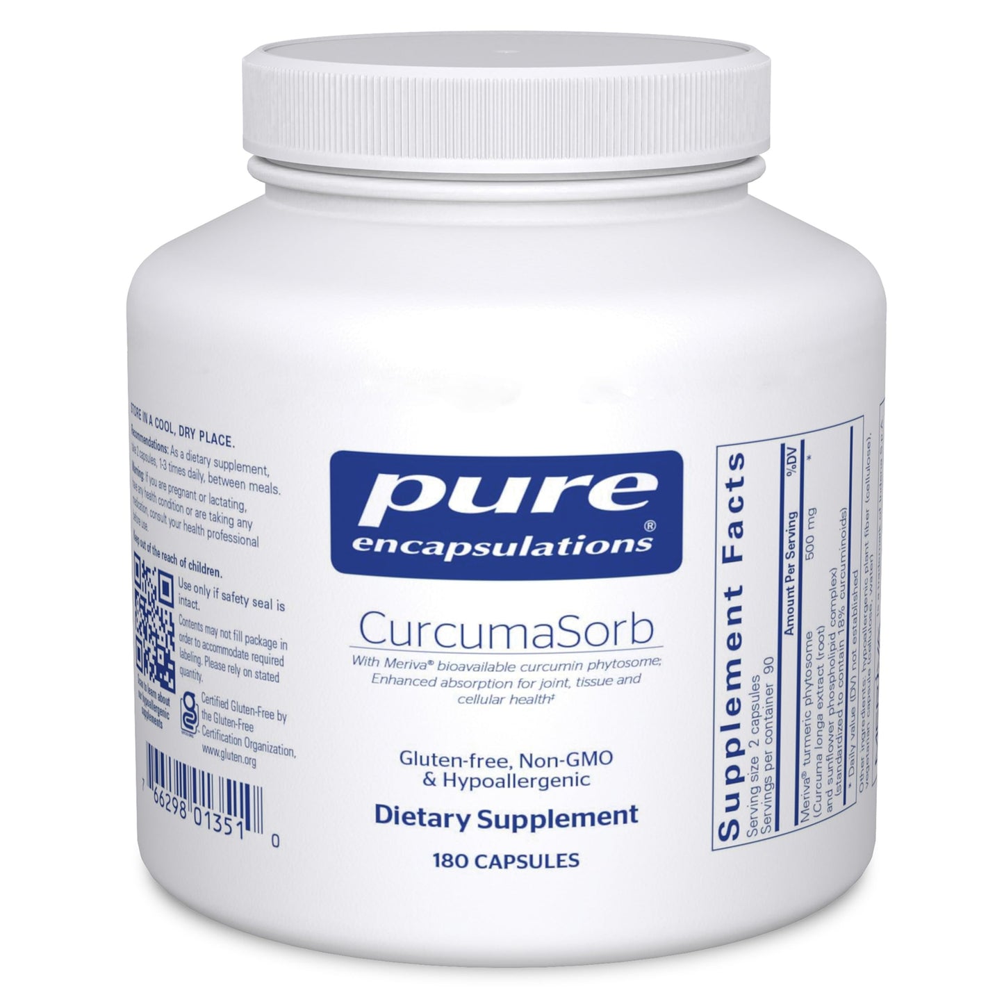 Pure Encapsulations CurcumaSorb 180's – Meriva Curcumin Phytosome for Joint Health