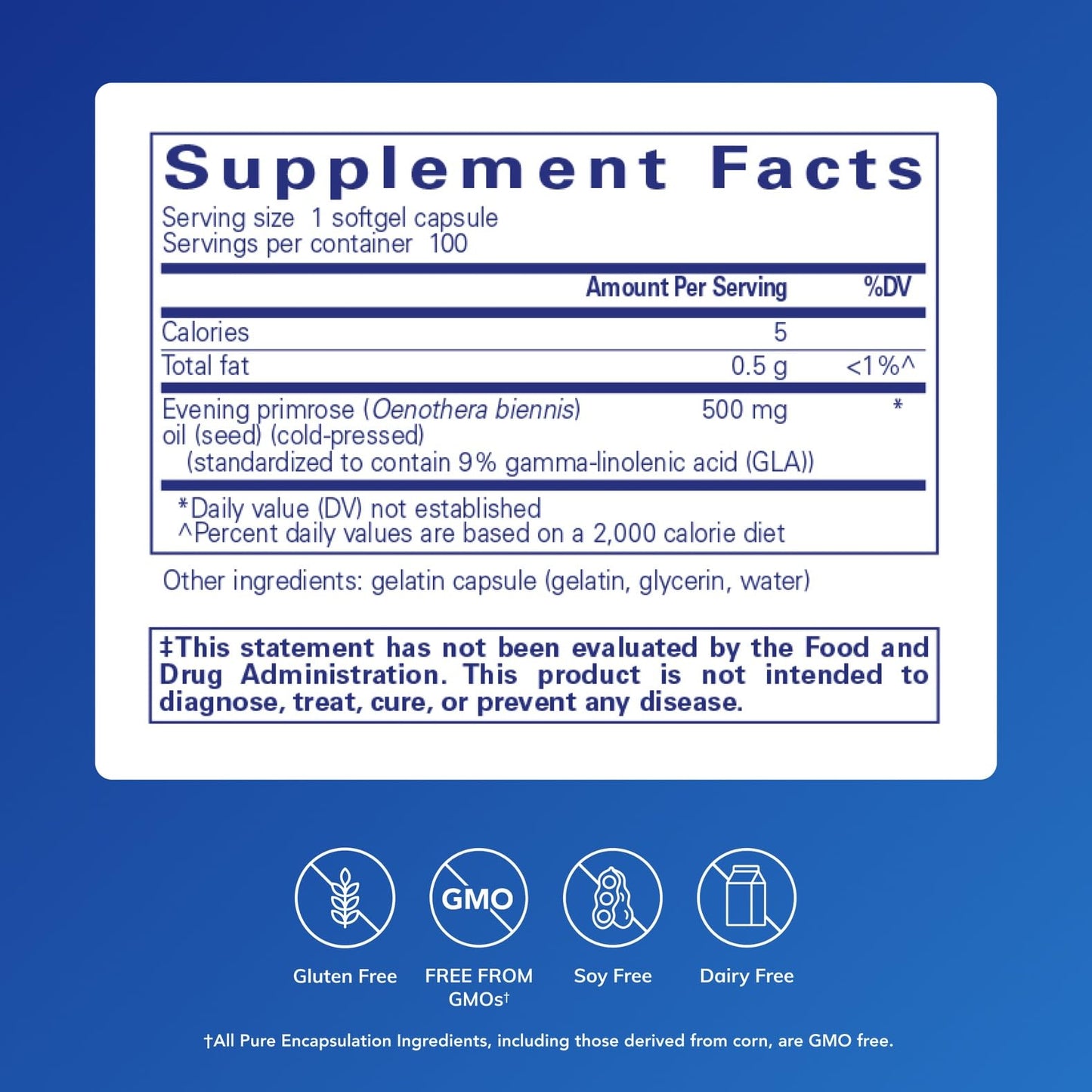 Pure Encapsulations E.P.O. (Evening Primrose Oil) – Hypoallergenic, 9% GLA, 100 Softgel Capsules