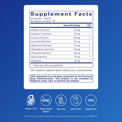 Pure Encapsulations Essential Amino Acids – Muscle Recovery Support & Brain Health | Leucine, Threonine & Tryptophan - 180 Capsules