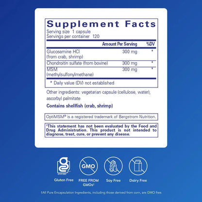 Pure Encapsulations Glucosamine Chondroitin with MSM – Joint Health Support, Gluten-Free & Non-GMO – 120 Capsules BritishVita | Premium UK Vitamins & Wellness Supplements