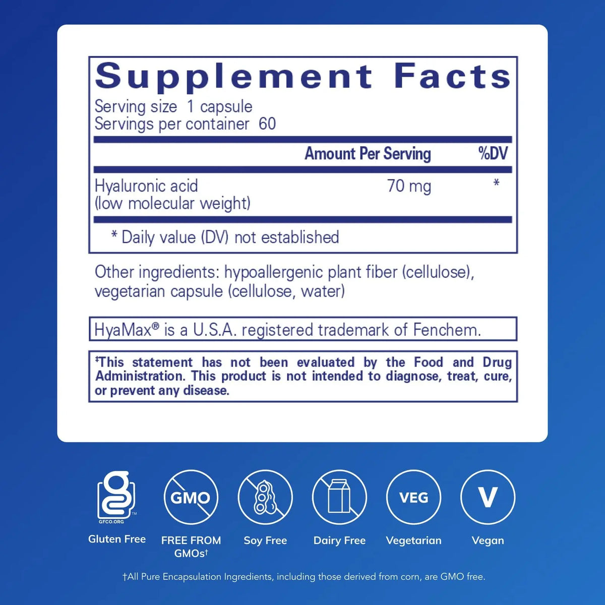 Pure Encapsulations Hyaluronic Acid - Skin Hydration & Joint Health | Gluten Free, Vegan & Non-GMO | 60 Capsules BritishVita | Premium UK Vitamins & Wellness Supplements