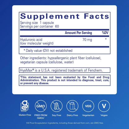 Pure Encapsulations Hyaluronic Acid - Skin Hydration & Joint Health | Gluten Free, Vegan & Non-GMO | 60 Capsules BritishVita | Premium UK Vitamins & Wellness Supplements