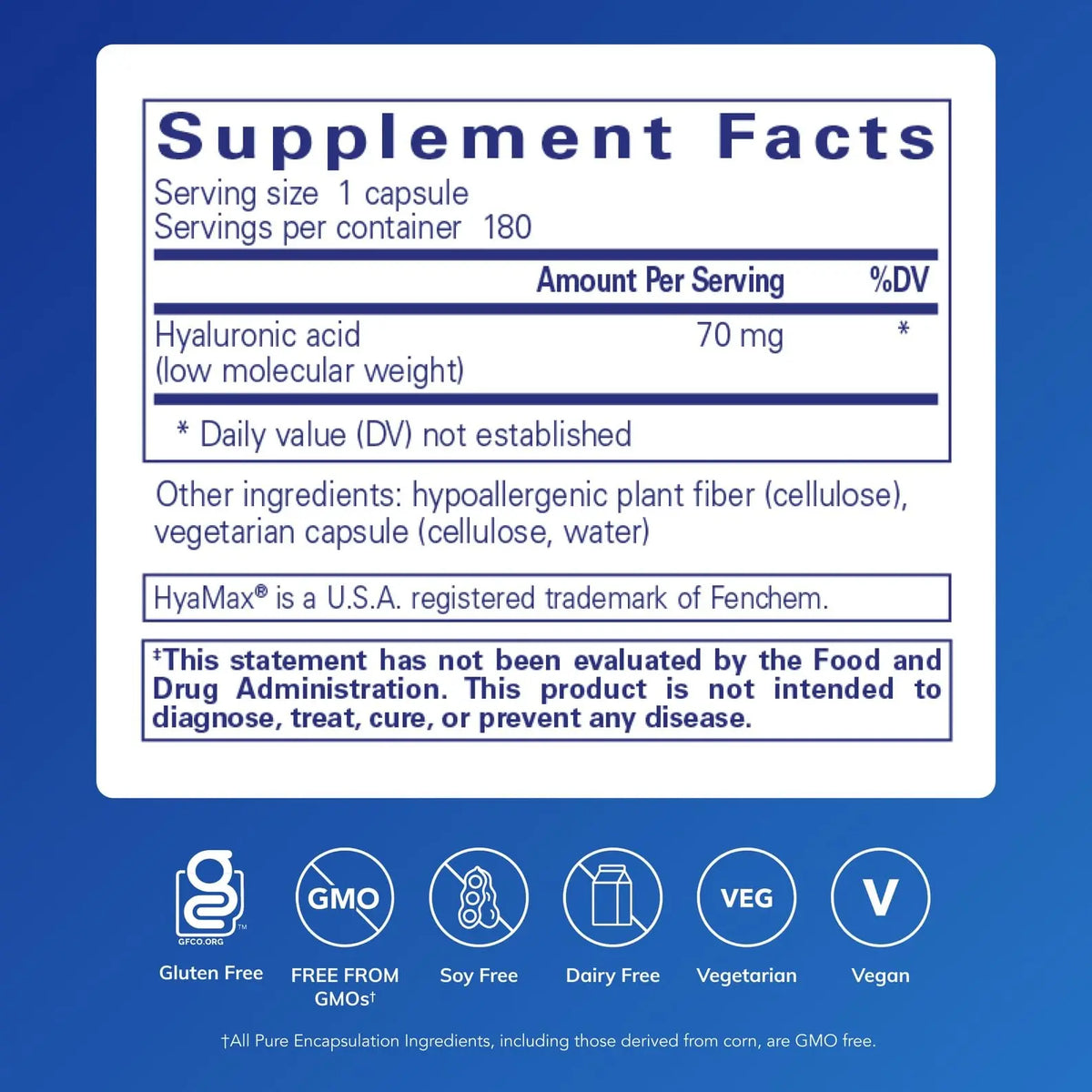 Pure Encapsulations Hyaluronic Acid - Skin Hydration & Joint Support | Gluten Free, Vegan, Non-GMO | 180 Capsules BritishVita | Premium UK Vitamins & Wellness Supplements