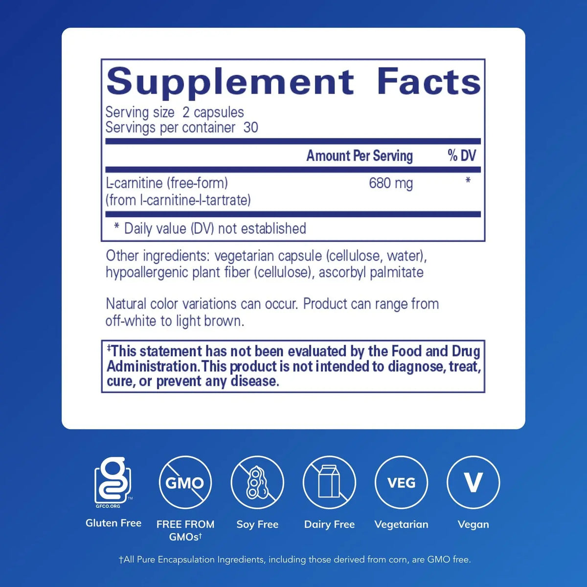 Pure Encapsulations L-Carnitine | Hypoallergenic Cardiovascular & Endurance Support | 60 Capsules BritishVita | Premium UK Vitamins & Wellness Supplements