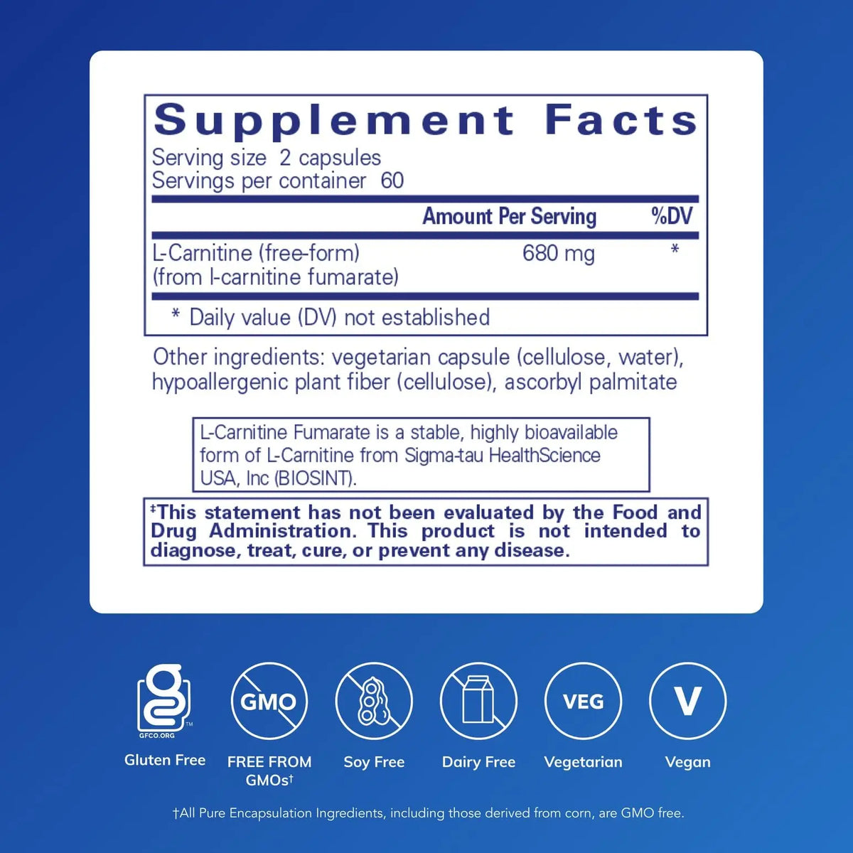 Pure Encapsulations L-Carnitine Fumarate | Hypoallergenic Energy Support, 120 Capsules BritishVita | Premium UK Vitamins & Wellness Supplements