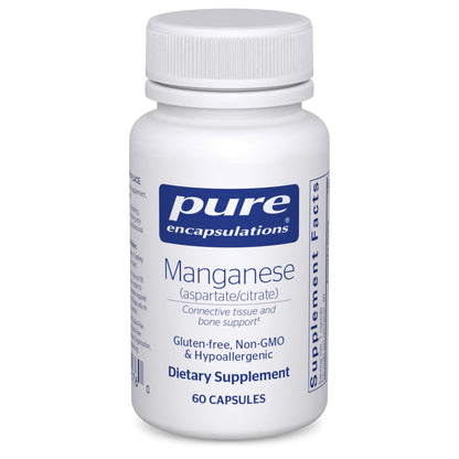 Pure Encapsulations Manganese (Aspartate/Citrate) – Hypoallergenic Trace Mineral for Connective Tissue & Bones | 60 Capsules
