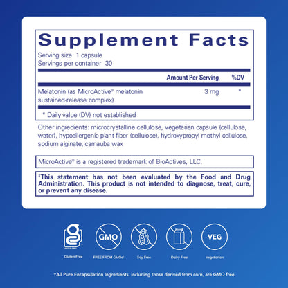 Pure Encapsulations Melatonin-SR – Extended Release Sleep Support (Gluten Free & Vegan) – 30 Capsules