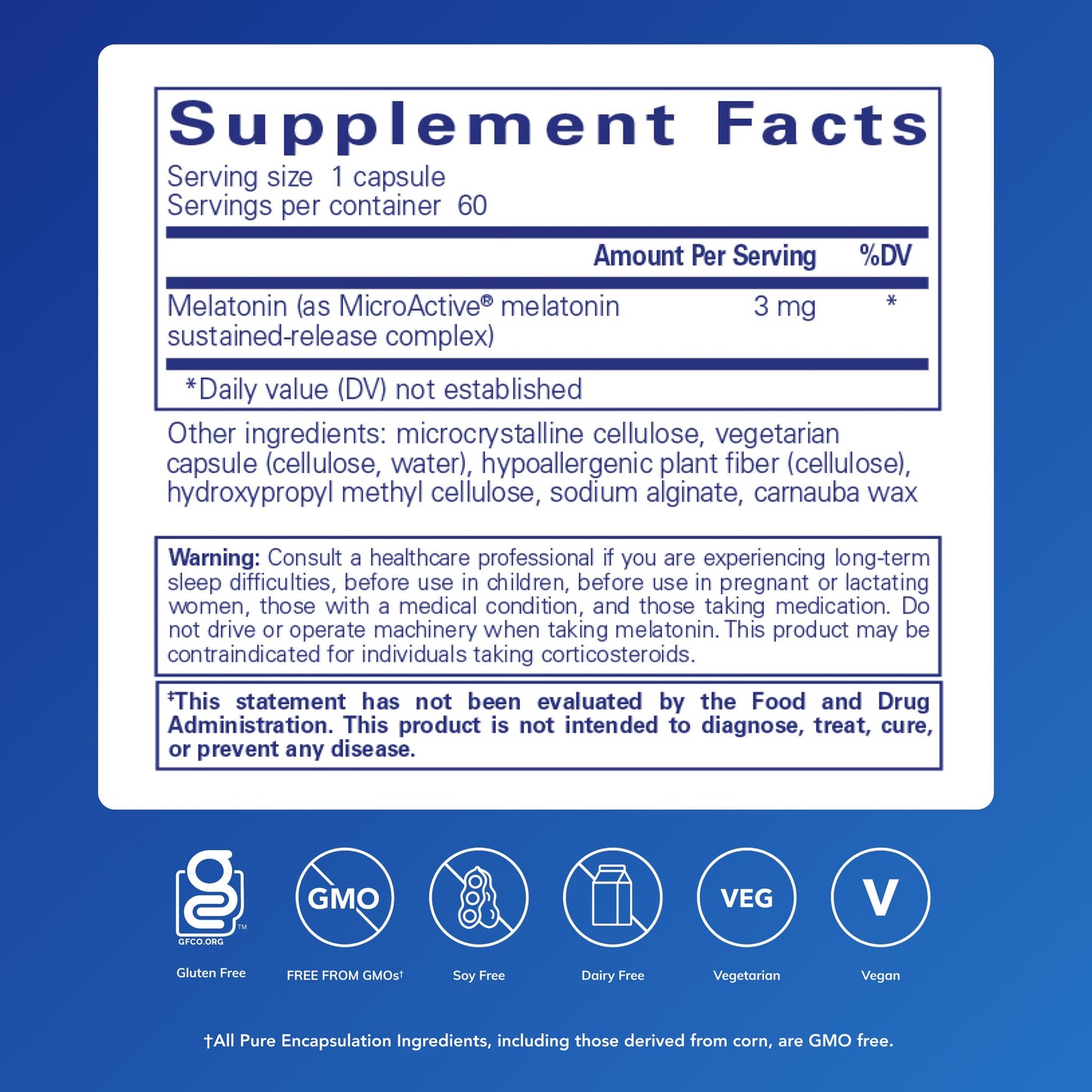 Pure Encapsulations Melatonin-SR Extended Release | Gluten Free & Vegan | 60 Capsules
