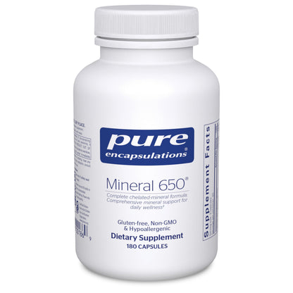 Pure Encapsulations Mineral 650 | Hypoallergenic Balanced Chelated Minerals | 180 Capsules