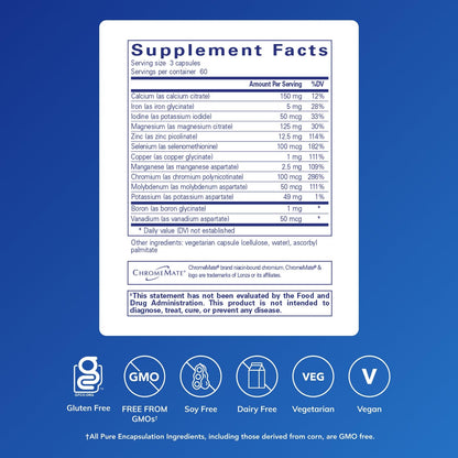 Pure Encapsulations Mineral 650 | Hypoallergenic Balanced Chelated Minerals | 180 Capsules